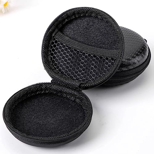 4 Pieces Earbud Case Round Earphone Case Earphone Carrying Case Earbud Carrying Case Earphone Headphone Headset Storage Bag Earphone Headphone Pouch with Zipper, Black