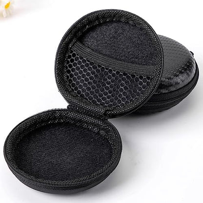 4 Pieces Earbud Case Round Earphone Case Earphone Carrying Case Earbud Carrying Case Earphone Headphone Headset Storage Bag Earphone Headphone Pouch with Zipper, Black