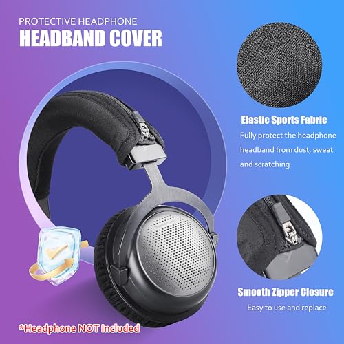 T1 T5 Headband Cover Compatible with beyerdynamic T1 2nd 3rd/ T5 2nd 3rd Headphones Thicker Sports Fabric Replacement Headphone Headband Cushion Pad Cover Headband Protector (Black)