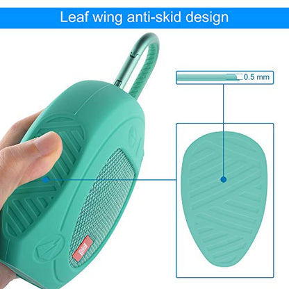 Protective Silicone Stand Up Case for JBL Clip 3 Waterproof Portable Speaker (Teal) - color: Teal