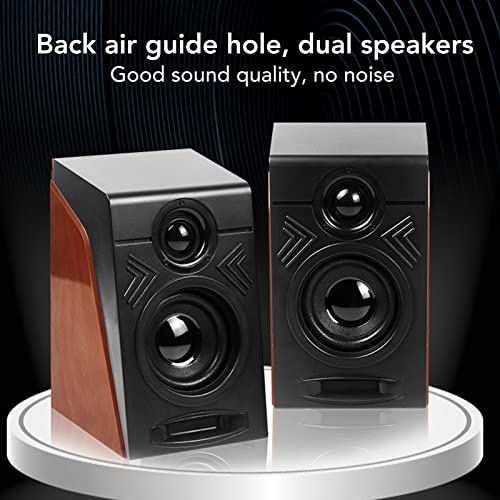 Wired Desktop Speaker, USB Powered 3.5mm Aux Multimedia Speakers, Low Distortion Knob to Adjust The Volume, Mini Sound Bar Speaker for PC Tablets Desktop Laptop, Wood Like Color
