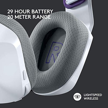 Logitech G733 Lightspeed Wireless Gaming Headset with Suspension Headband, LIGHTSYNC RGB, Blue VO!CE mic Technology and PRO-G Audio Drivers - White (Renewed) - color: White