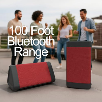 OontZ Angle 3 Gen 4 Portable Bluetooth Speaker, 12W, 24-Hour Playtime, Red | Compact 12W Bluetooth speaker with clear sound, 24-hour playtime, 100-ft range, IPX5 waterproof, AUX Input. - color: Red