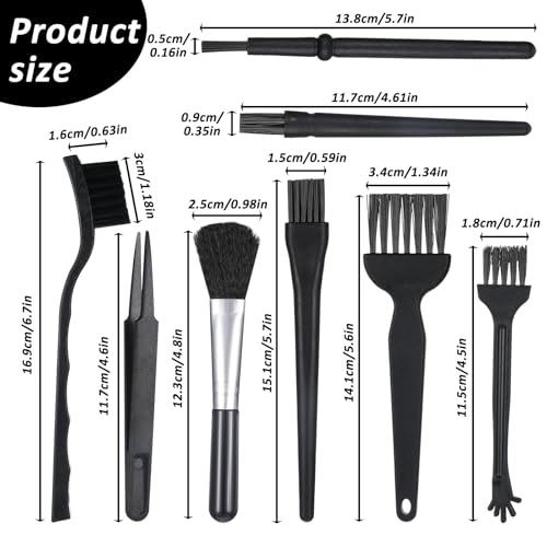 8 PCS Keyboard Brush for Pc Electronic Cleaning Brushes Computer Cleaning Kit for Laptop Keyboard Camera Computer (Black)