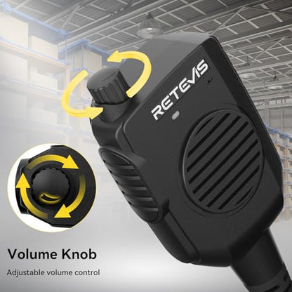 Retevis RT86 AI Noise Reduction Walkie Talkie Speaker Mic, 1 Pack | Kevlar Cable, IP54 Waterproof, for RT22/RT68/RT27/H777/RB26, Compatible with BAOFENG UV-5R/BF-F8HP/5RM, pxton Two Way Radio - style: With AI Noise Reduction