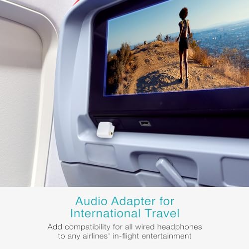 MEE Audio Airplane Headphone Adapter for in-Flight Entertainment Systems - Dual 3.5mm Male to 3.5mm Female - Works with Headphones, Headsets, and Bluetooth Adapters (2 Pack), White - color: White