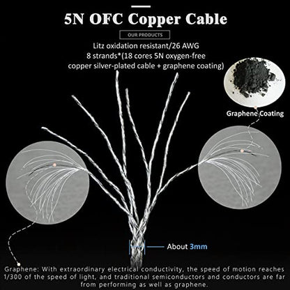 5N OFC Silver Plating+Graphene Mixed Braid Earphone Replacement Cables for Sennheiser IE200 IE300 IE600 IE900 (4.4mm Plug) - color: Light white cable
