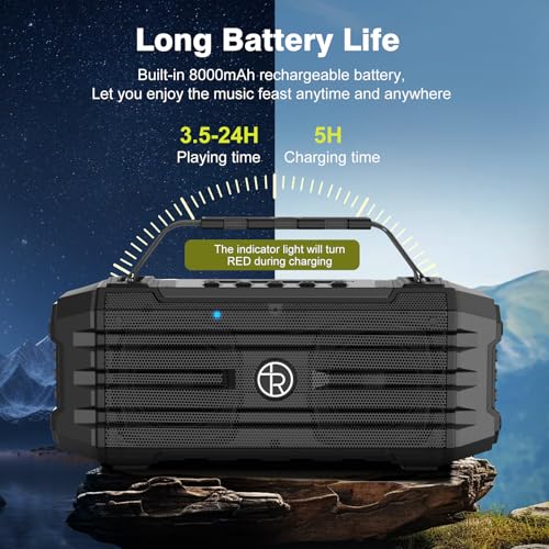 TOMPROAD Bluetooth Speaker 120W Peak 80W Portable Wireless Hi-Fi Loud Outdoor IPX6 Waterproof Big Party Speakers with Deep Bass, TWS Pairing, DSP Sound Boombox for Home Camping Beach - color: Black