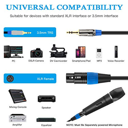 JOLGOO XLR Female to 3.5mm Cable, Unbalanced XLR Female to 1/8" Stereo Plug Microphone Cable, 3.5mm to XLR Cable for iPhone, iPod, Computer, Video Camera, and More, 3.3 Feet - size: 3.3 Feet, style: XLR Female to 3.5mm