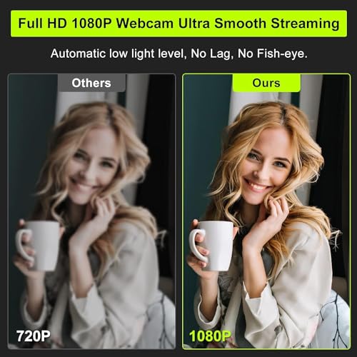ToLuLu 1080P Full HD Webcam with Ring Light Microphone Streaming Web Camera - style: Webcam with Light & Cover & Tripod