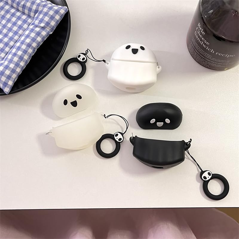 Case for Samsung Galaxy Buds 3 and for Galaxy Buds 3 Pro Earbuds with Carabiner, Silicone Charging Shockproof Protective Cover with Cartoon Skin Design for Man Woman Teen (WTghost) - color: WTghost