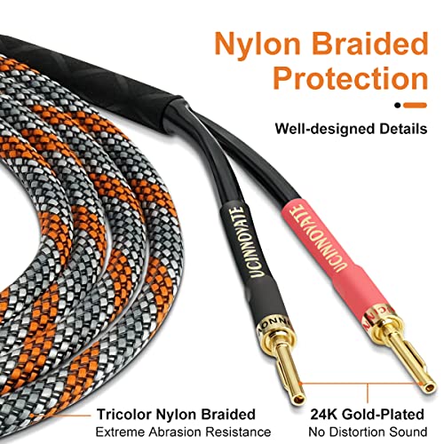 UCINNOVATE Bi-Wire Speaker Cables, 2 Pack OFC 9.8Ft Home Theater Premium Speaker Cable Wire with Gold-Plated Banana Tip Plugs, Audiophile Heavy Duty Braided Speaker Wire for Audio Amplifier Subwoofer - style: 2 x Bi Wired Speaker Wires