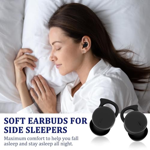 Invisible Sleep Headphones, Sleep Earbuds for Side Sleepers (Black) | Mini Noise Blocking Sleeping Earphones, Bluetooth 5.3 Wireless Earbuds for Sleeping, Working - color: Black