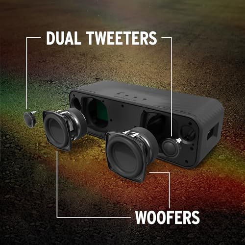 The Klipsch Detroit Portable Bluetooth Speaker with Dual 1" tweeters and 3" woofers, IP67 dust and Waterproof Rating, 20 Hours of Playtime for a Premium Live Concert Experience