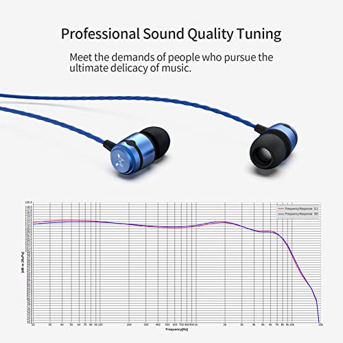 SoundMAGIC E50C Wired Earbuds, with Mic, in-Ear Monitor, 3.5mm Jack, Blue | Clear bass, Balanced HiFi sound, Noise isolation, Solid alloy shell, Inline mic & remote, Tangle-free cable, Comfortable fit - color: Blue