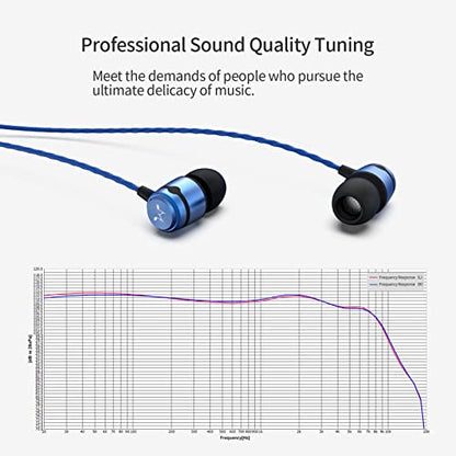 SoundMAGIC E50C Wired Earbuds, with Mic, in-Ear Monitor, 3.5mm Jack, Blue | Clear bass, Balanced HiFi sound, Noise isolation, Solid alloy shell, Inline mic & remote, Tangle-free cable, Comfortable fit - color: Blue