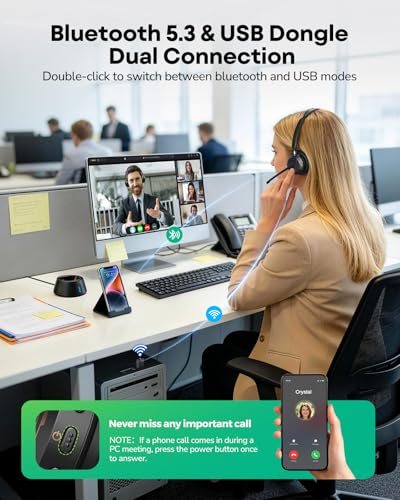 Acer Wireless Headset with Mic for Work, Single Ear Work Headset with Charge Stand for Remote & Office, Bluetooth 5.3 & USB 2.4G Dongle for Zoom & Teams | Acer Charging Stand, Bluetooth 5.3 & USB 2.4G Dongle for Office, Remote Work, Zoom & Teams