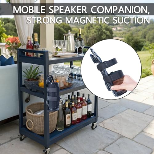 Van Helga Magnetic Speaker Mount for Golf Cart/Boat Railing UTV ATV Go Cart | Adjustable Strap Speaker Holder Attachment for JBL Charge 5-6 Flip 4-7 Golf Cart Accessories