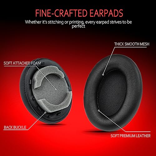 Krone Kalpasmos Sony WH-1000XM3 Ear Pads, WH1000XM3 EarPads with Softer Protein Leather, Earpads Cushions Replacement for Sony XM3 (1000xm3) Headphones, Black - color: Black