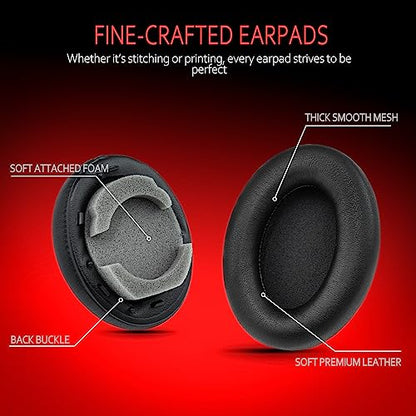 Krone Kalpasmos Sony WH-1000XM3 Ear Pads, WH1000XM3 EarPads with Softer Protein Leather, Earpads Cushions Replacement for Sony XM3 (1000xm3) Headphones, Black - color: Black