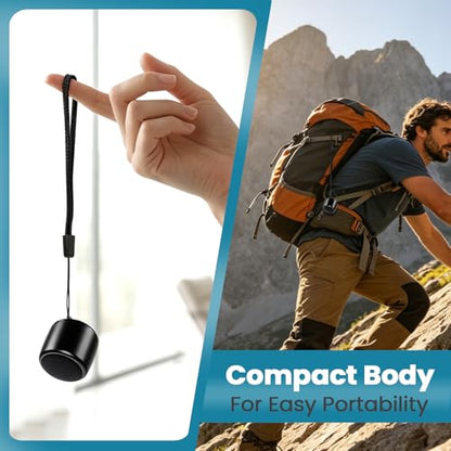Best Mini Portable Bluetooth Speaker with HD Sound & Bass I Smallest Wireless Bluetooth Speakers for Phone/PC/Tablet I Photo Selfie Button Answer Phone Calls I Cute Tiny Speaker - color: Black