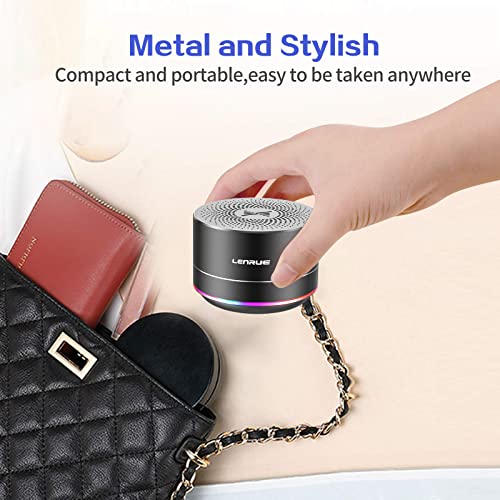 LENRUE Portable Bluetooth Speakers,Wireless Speaker with Clear Sound, Long Playtime, Small Mini Metal Speaker,Christmas Birthday Gifts for Men, Women,Kids(Black) - color: Black