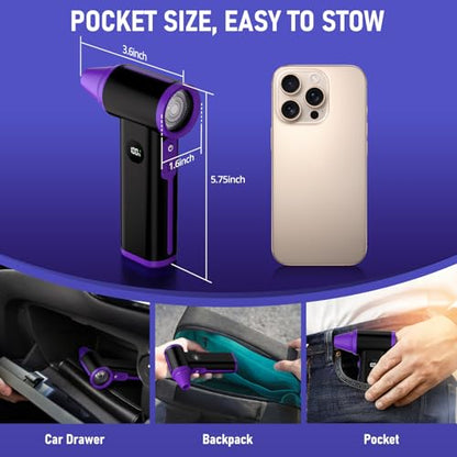 WINWEND Compressed Air Duster: 130000RPM & 8-Gear Adjustable Rechargeable Electric Air Duster - Mini Cordless Air Blower for Cars, PC, Keyboard, Home, Outdoor Cleanings - Replaces Compressed Air Cans