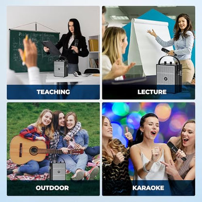 50W Wireless Voice Amplifier with Handheld Microphone S98 Pro | Portable Bluetooth Speaker Microphones for Teachers Events,Wireless Karaoke Mic for Singing,PA System with Echo Sound Effects