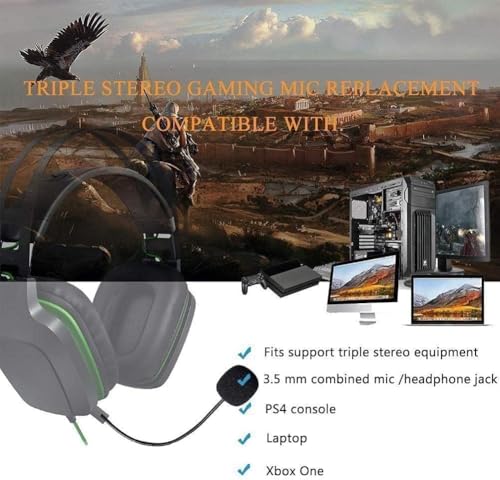 GANPUB 2Pcs Headset Microphone 3.5mm Plug, Black Headset Microphone Adjustable 360 Degrees Bendable Jack Headphone Controller Z5a5 Combined, 3.5mm Game Gaming Mic to Mic Headsets Accessories