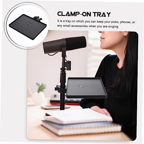 Kisangel Mic Stand Accessory Sound Card Rack Clamp-on Tray Microphone Holder Tray Plastic Construction