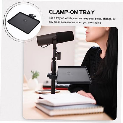 Kisangel Mic Stand Accessory Sound Card Rack Clamp-on Tray Microphone Holder Tray Plastic Construction