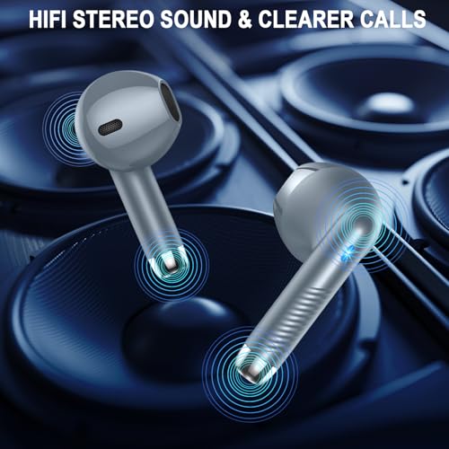 Wireless Earbuds, Bluetooth 5.4 Ear Buds, LED Power Display, 6D Bass Stereo | 4 ENC Noise Cancelling Mic, HiFi Stereo, In-Ear Headphones, 40H Playback Mini Case, IP7 Waterproof Sports, for Android iOS - color: Dark Gray