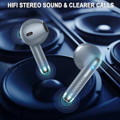 Wireless Earbuds, Bluetooth 5.4 Ear Buds, LED Power Display, 6D Bass Stereo | 4 ENC Noise Cancelling Mic, HiFi Stereo, In-Ear Headphones, 40H Playback Mini Case, IP7 Waterproof Sports, for Android iOS - color: Dark Gray