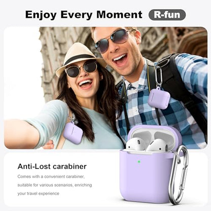 for AirPods 2nd/1st Case Silicone Cover, Banana Violet | Compatible with Apple AirPods 2nd/1st (2019/2016) Generation with Keychain & Cleaner Kit, Wireless Charging Compatible - color: Banana Violet