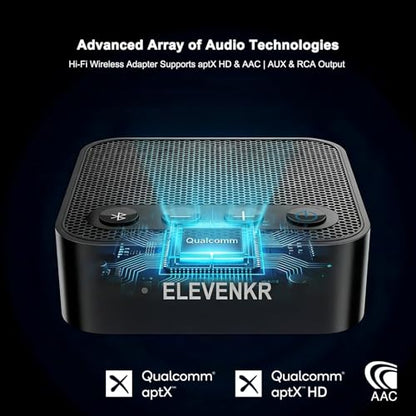 Bluetooth Adapter for Stereo Receiver - aptX HD RCA/3.5mm Output | Bluetooth Audio Receiver for Music Streaming Sound System Works with SmartPhones Tablets, Plug and Play - color: Black