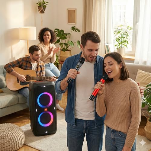 Bietrun UHF Wireless Microphone with 1/4'' Plug Rechargeable Receiver - color: Battery Red and Grey