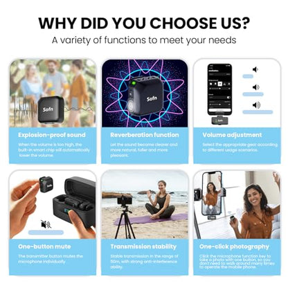 Wireless Lavalier Microphone for iPhone & Android Magnetic Mini Clip Mic | AI Noise Reduction;Lightning & Type-C;9g Light;55H Battery Life with Charging Case for TikTok YouTube Vlog Content Creation