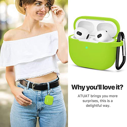 Compatible with AirPods 3 Case, Protective Silicone Cover for AirPods 3rd Generation Case 2021, Wireless Charging - Light Green - color: D-Light Green