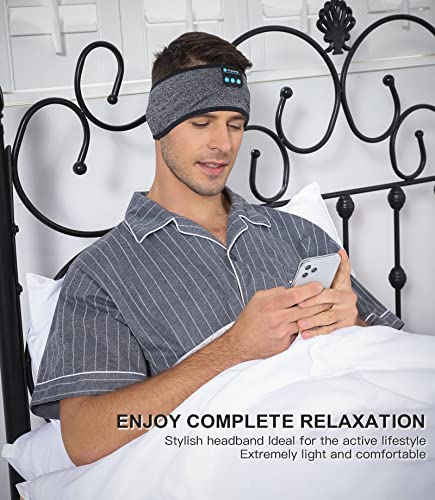 Enjoying Sleep Headband, Bluetooth Headphones for Sleeping with Noise Cancelling, Thin Speakers, 1 Count, Black&Grey, Hairband, Unisex, for Sleep, Workout, Yoga, Travel, Insomnia, Leisure