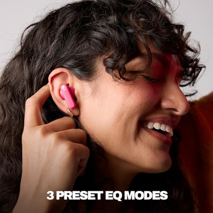 Skullcandy Smokin’ Buds Wireless Noise Isolating Earbuds - Pink | In-Ear Fit, Bluetooth, 20 Hours Battery, IPX4 Sweat and Water Resistant, Microphone for iPhone Android, Commuting, Studying - color: Pink