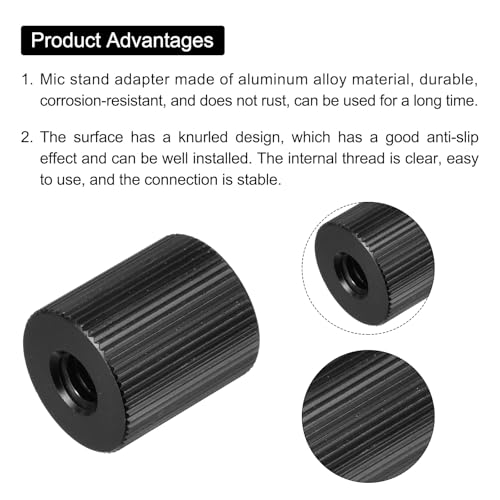MECCANIXITY Mic Stand Adapter Female 1/4 In to Female M6 Aluminum Alloy Mic Screw Adapter for Microphone Tripod Stand Black 4 Pcs