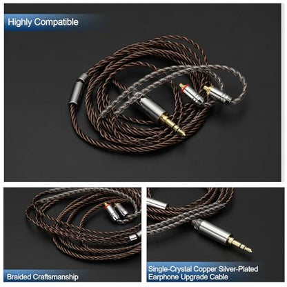 PATIKIL IEM Earphone Cable 1.2M Long 28AWG Silver-Plated Pink (2.5mm MMCX) - color: Light Pink, size: 2.5mm