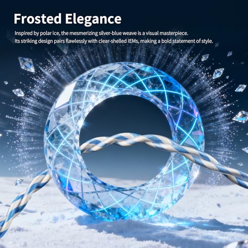 KBEAR Frost 6N 2-Strand Twisted-Pair 71-Core OCC Gold-Plated HiFi Earphone Upgrade IEM Cable Compatible with KZ ZS10/ZSN PRO X/Castor/ZAR/ZAX/AS24/AS16 PRO/ZAS (4.4mm-Without mic, Silver-Blue, QDC) - style: 4.4mm-without mic