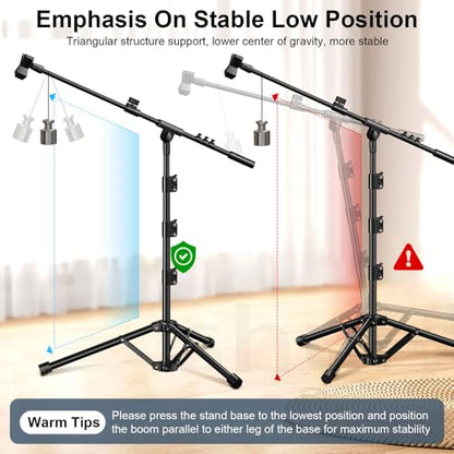Microphone Stand, Tripod Boom Arm Floor Mic Stand Height Adjustable Heavy Duty for Singing Podcast for Blue Yeti Shure SM58 SM48 Samson Q2U - size: Medium