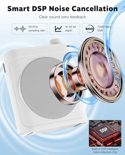 Tearstone Voice Amplifier for Teachers with Bluetooth, Dual Magnetic Mics | Portable Rechargeable Speaker with Clip-On Lapel Microphones for Classroom, Tour Guide, Public Speaking, Training (White) - color: WHITE-M29-US