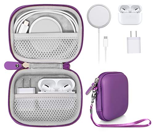 All-in-One Case for iPhone MagSafe Charger & Battery Pack, Storage for Accessories/Power Adapter/Charge Cable/Docks, Compatible with AirPods 4/ Pro 3/2/ 1 - color: Purple