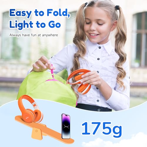 EarFun K2 Kids Bluetooth Headphones for School, Kids Headphones with Mic - color: Orange