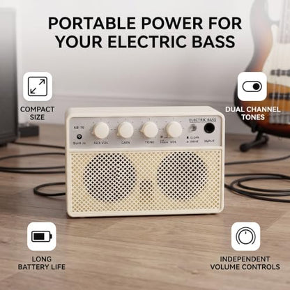 KOKKO KB-10 Bass Amplifier Portable Mini Bluetooth Audio 10W Mini Bass Amplifier Portable Rechargeable Bass Guitar Practice Amplifier