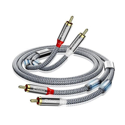 RCA Cable-2RCA Male to 2RCA Male Stereo Audio Cable with Magnetic Ring Supports[Hi-Fi,Shielded] Braided Auxiliary Audio Cord for Home Theater,HDTV,Amplifiers,Hi-Fi Systems,Speakers-4 Feet - size: 4 Feet