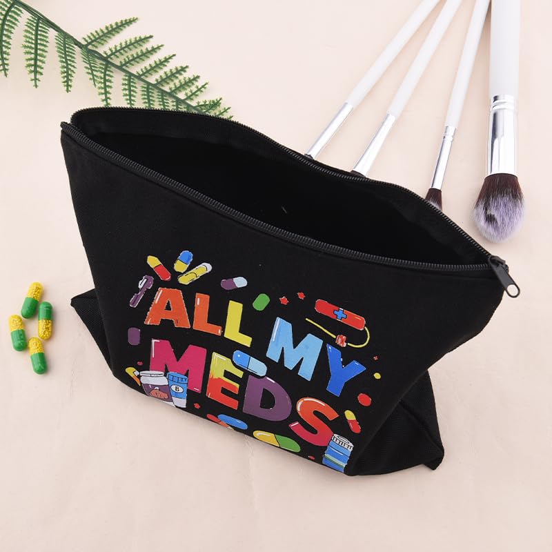 Zippered Pouch for Medical Supplies Daily Medicine Bag for Nurse Bag Essential Items Funny Medicine Pouch Pharmacist Pharmacy Toiletry Bags Canvas Practitioner Cosmetic Bags Patient Doctor Gift Ideas - color: Funny Medicine Pouch
